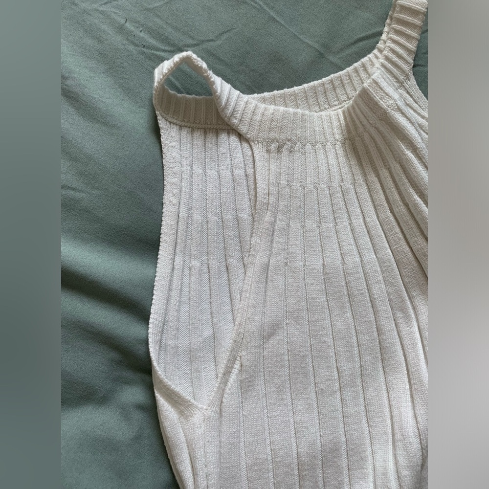 Anthropologie High Neck Ribbed Tank Off White - Picture 4 of 6
